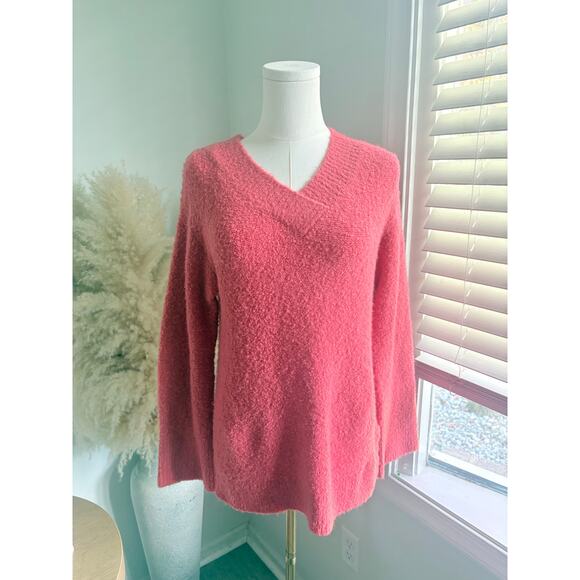 NWT Anthropologie Clayton Wool Blend Teddy V Neck Sweater Women’s XXS Rose Pink - Picture 3 of 9